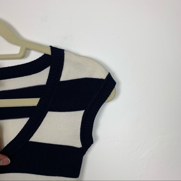 Derek Heart Scoop Neck Cap Sleeve Stripe Knit Top - Picture 8 of 12